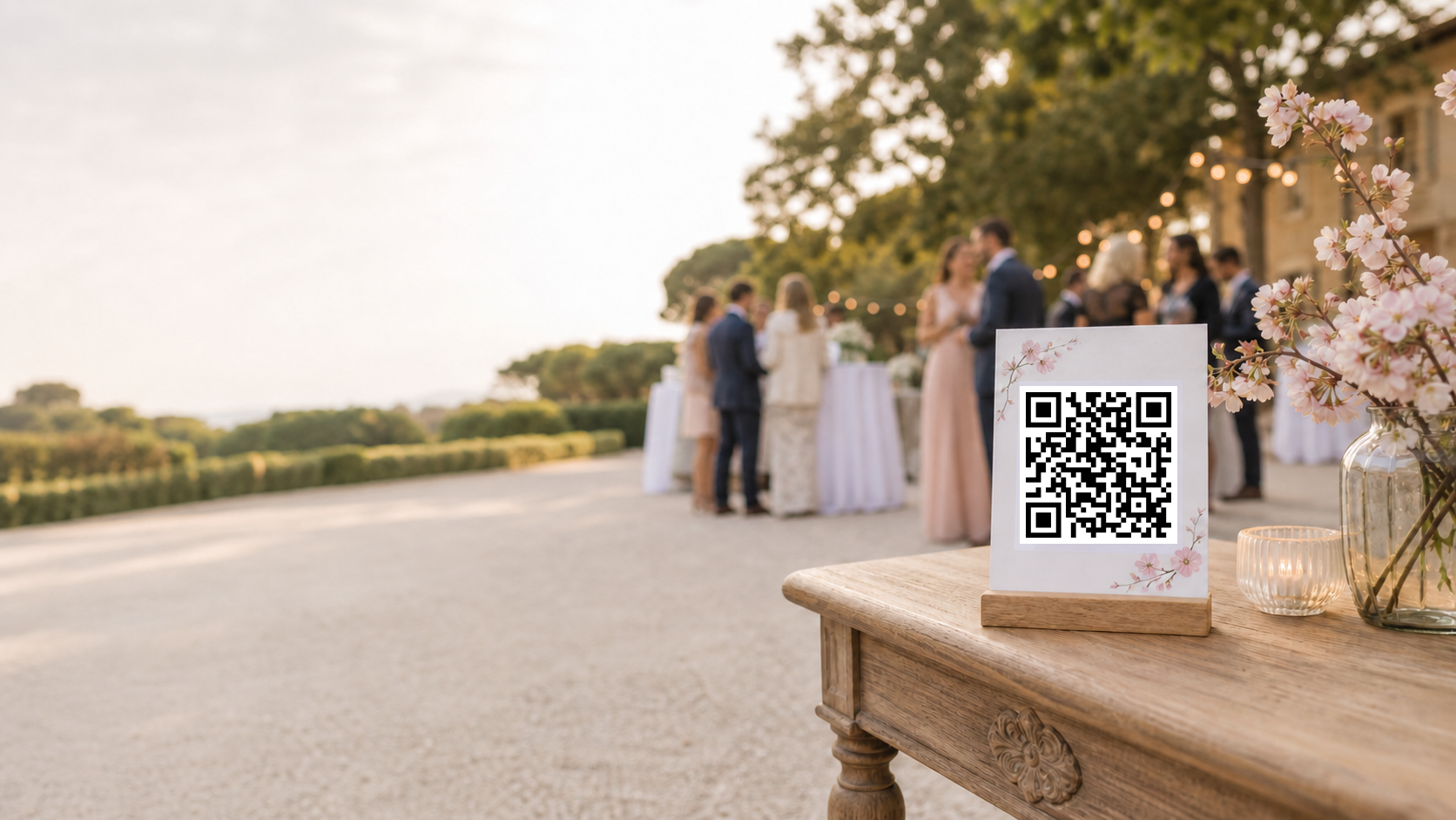 QR code on a table during an elegant wedding reception