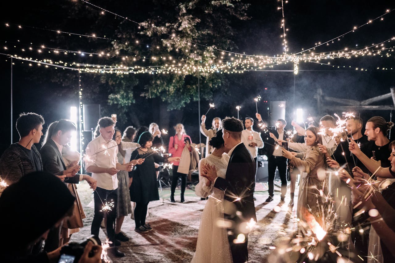 Wedding guests uploading photos through a QR code